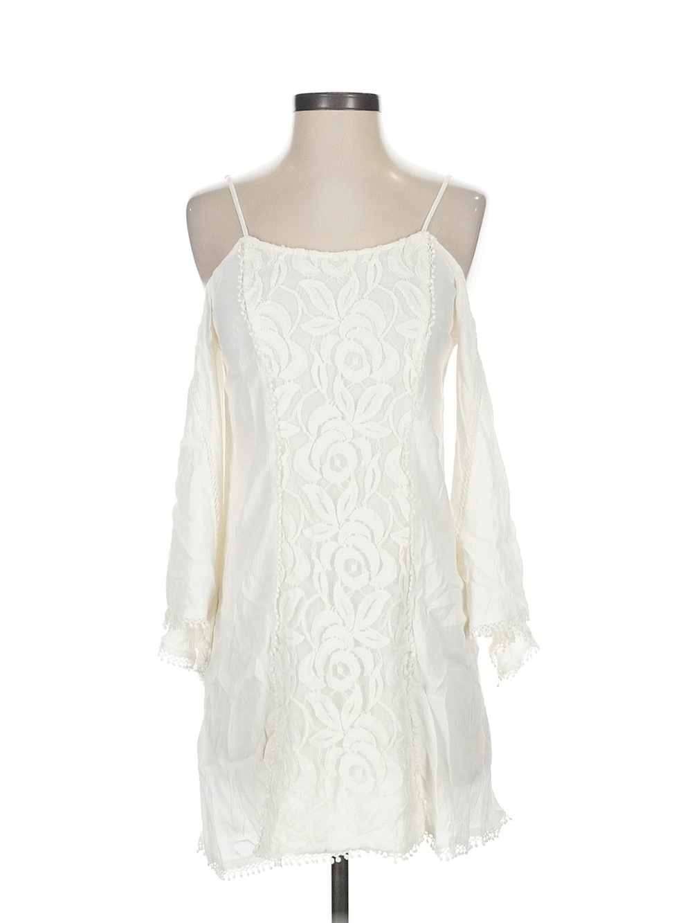 White Cold-Shoulder Lace Dress